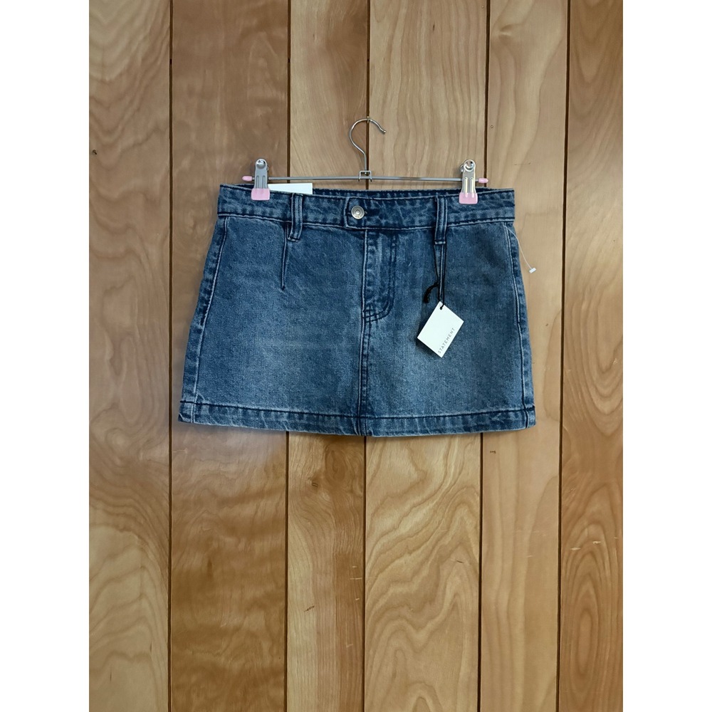 Statement Denim Mini Skirt Medium Acid Wash Blue High Waisted Size 3/26 NWT